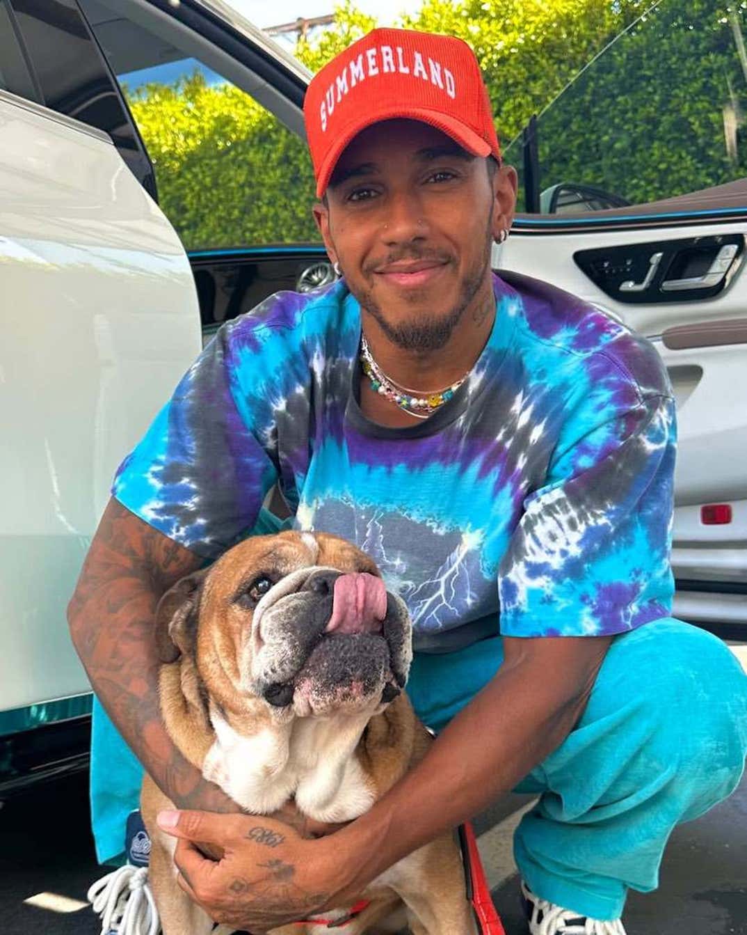 Lewis Hamilton And His Dog Roscoe 6