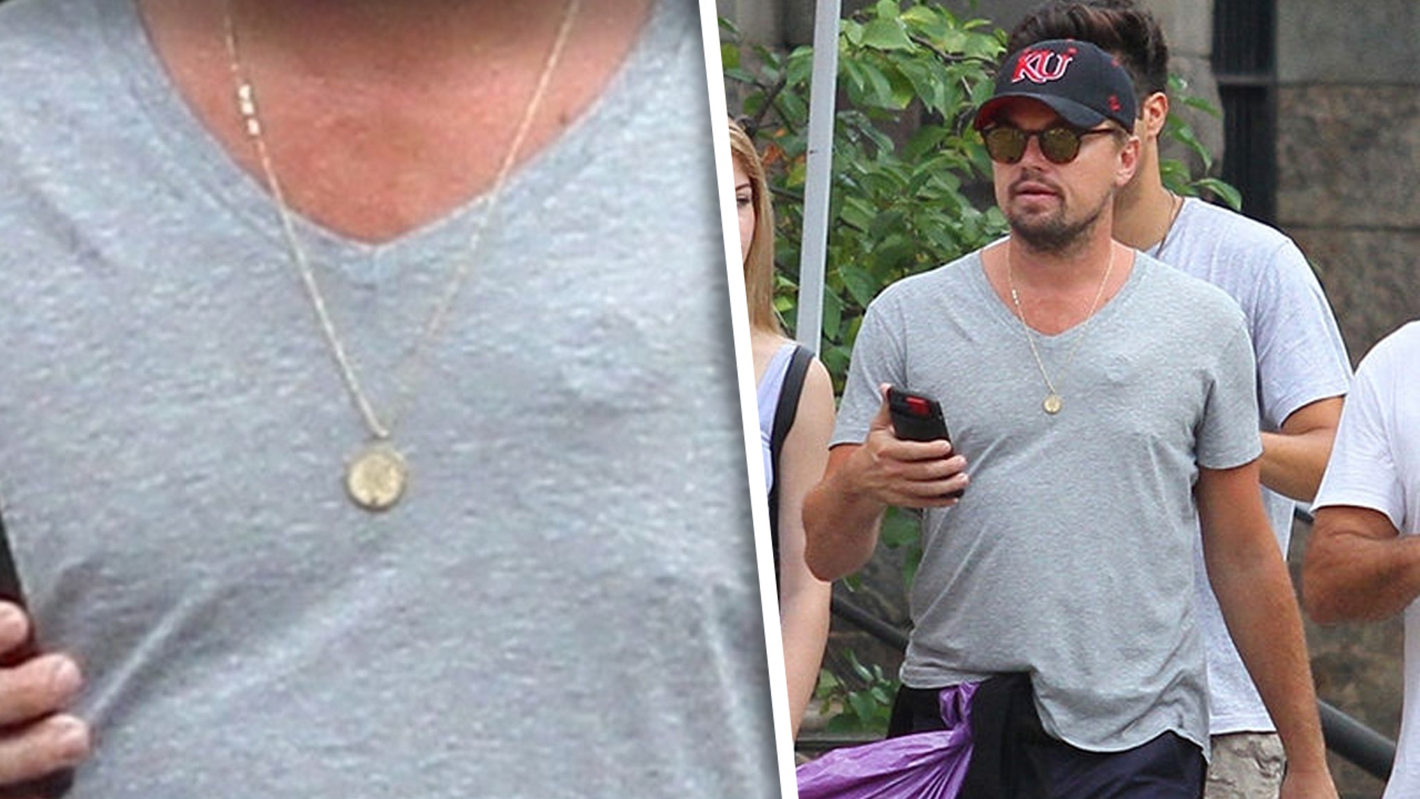 Leonardo DiCaprio appears to be wearing a heart monitor as he strolled the ...
