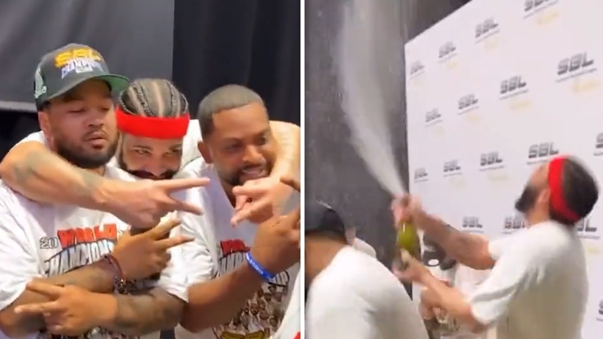 Drake Pops Champagne After Winning SBL Championship, Shouts Out Kobe! thumbnail