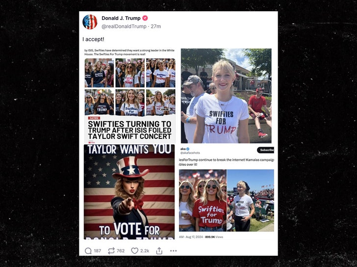 Donald Trump posts fake AI photos of singer Taylor Swift endorsing him for President