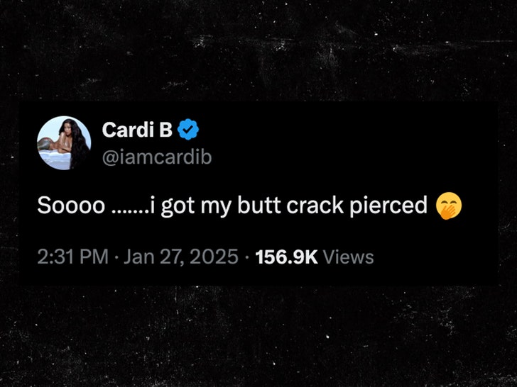 Cardi B reveals the proof of her new butt crack piercing