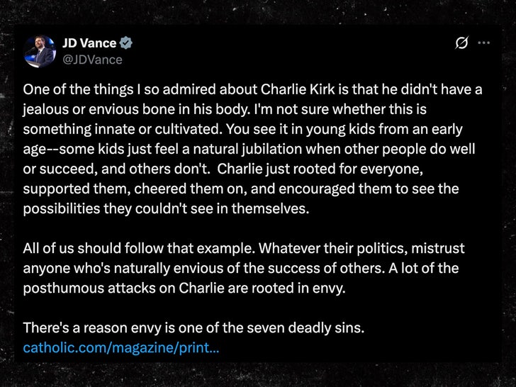 JD Vance Charlie Kirk Tweet x Sub