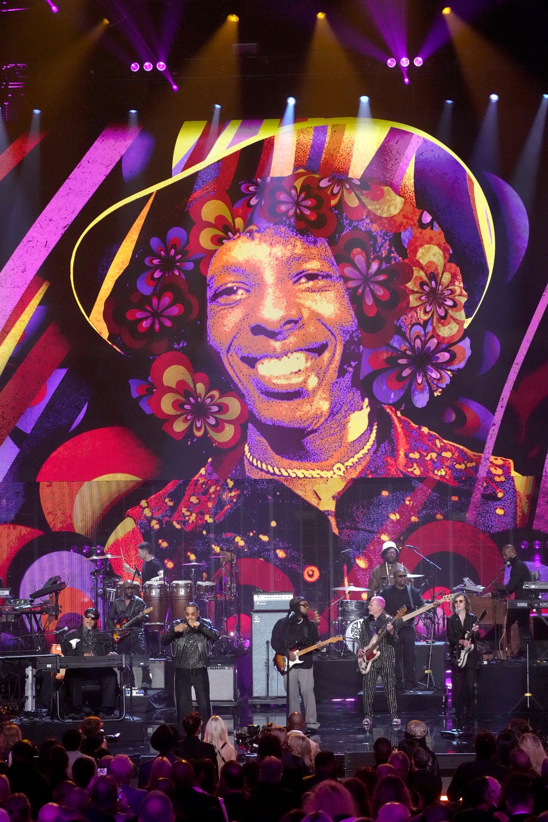 Stevie Wonder, Jennifer Hudson, Maxwell, Leon Thomas III, Questlove, Flea, and Beck