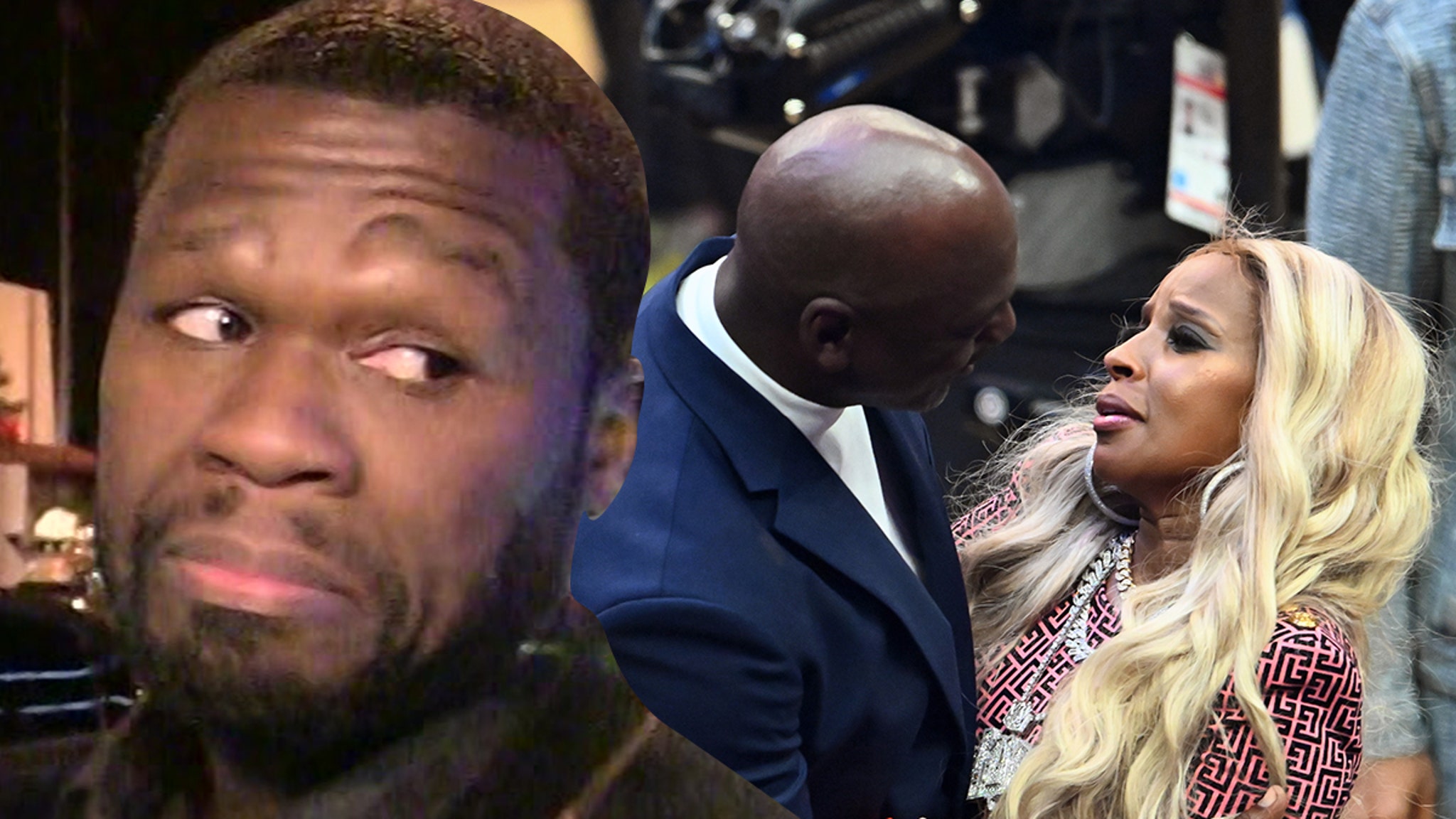 Percibir escribir una carta crema 50 Cent Clowns Michael Jordan Over Mary J. Blige Hug