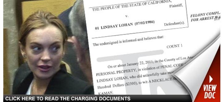 Lindsay Lohan Felony Charges -- Felony Grand Theft Charges 