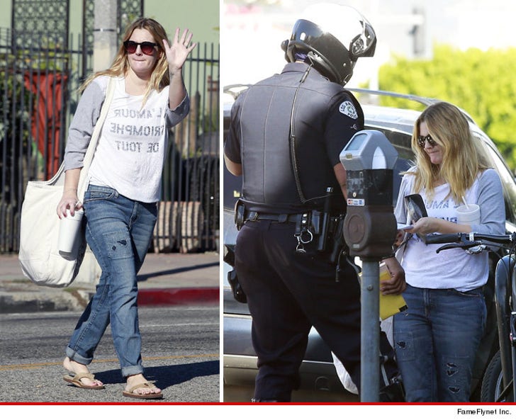 Drew Barrymore -- Street Rebel Gets Ticket For Walking Dangerously :: 1128-drew-barrymore-jaywalking-fameflynet-6