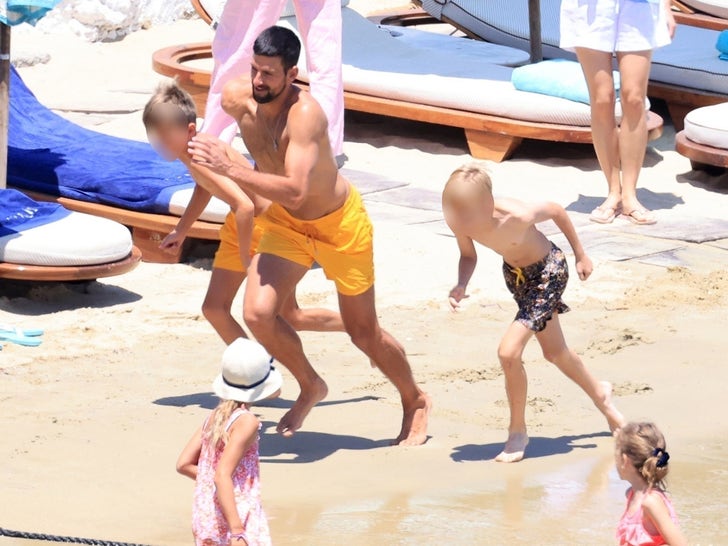 Novak Djokovic Goes Shirtless For Active Beach Day With Wife, Kids In  Mykonos