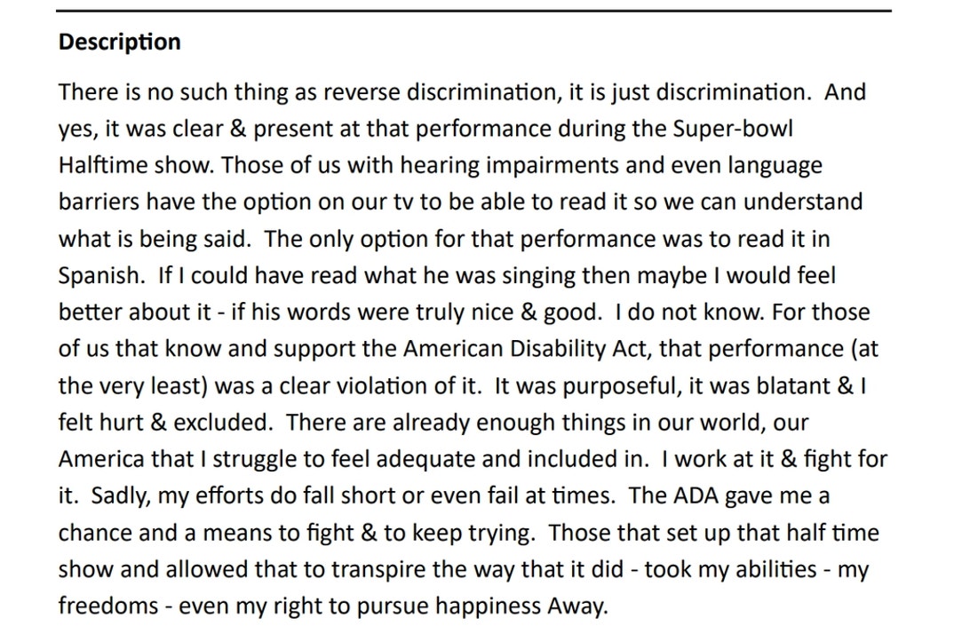 Super Bowl Half Time Complaints 14