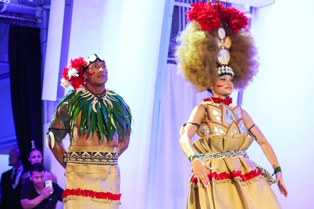 Dwayne Johnson and Catherine Laga'aia