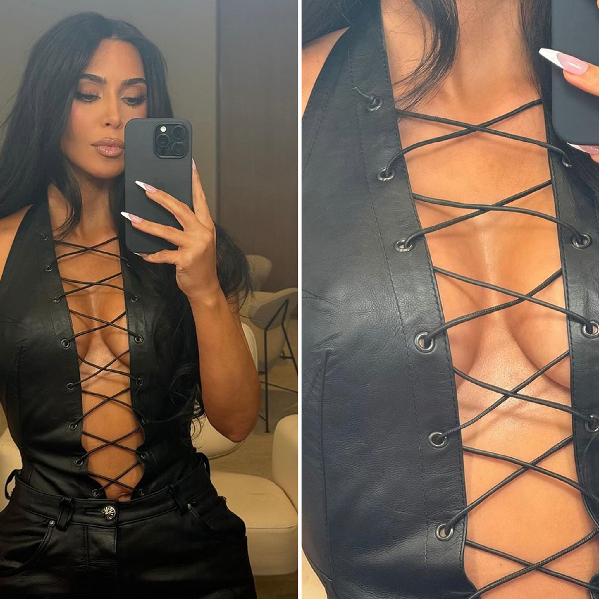 Kim Kardashian Insanely Sexy in Lace As she Poses for Photos