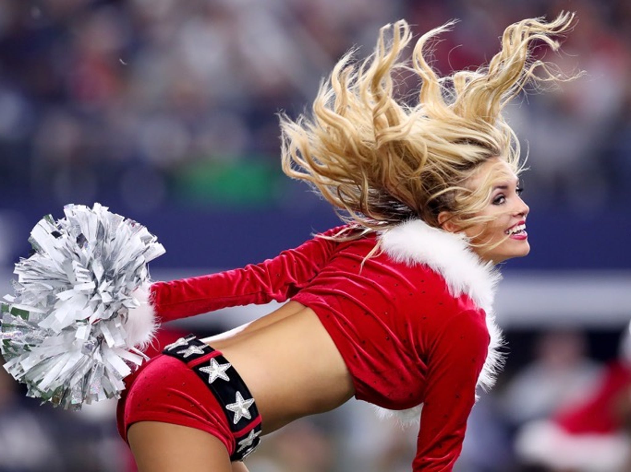 Dallas Cowboys Cheerleaders - Grinning from ear to ear cause we heard Santa  was coming tonight! 