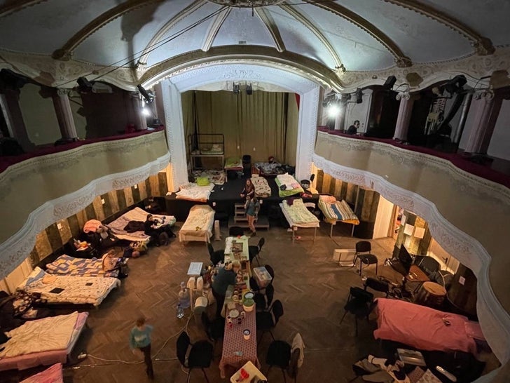 Ukraine Civilians Seek Shelter In Theaters