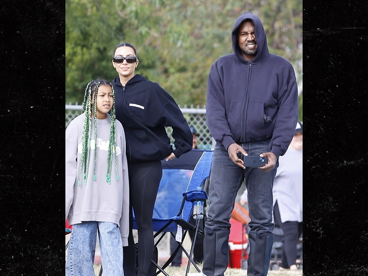 Kim Kardashian and ex-husband Kanye West play friendly exes as they team up to watch their son Saint's soccer game in LA