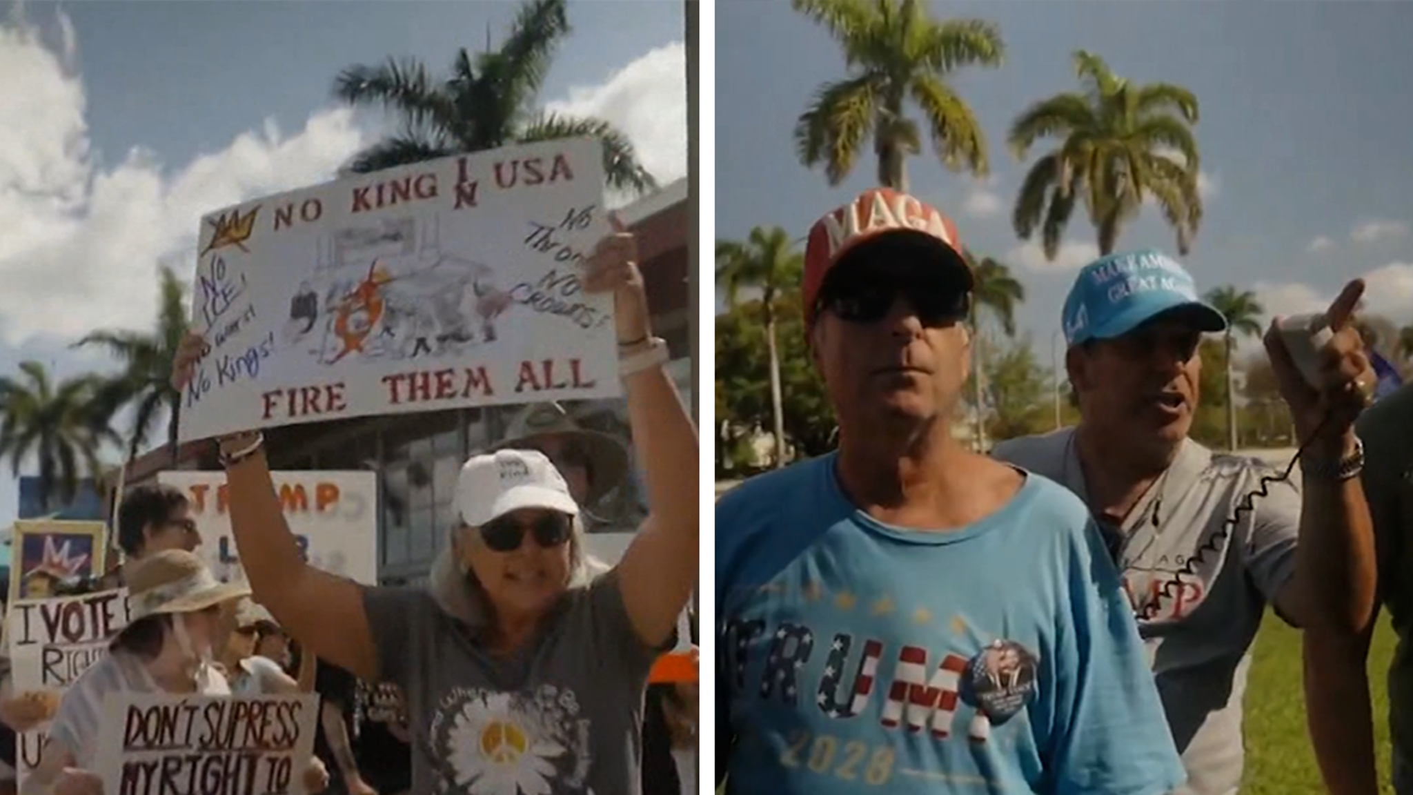 No Kings Protesters Clash with Counterprotesters in Florida, Watch