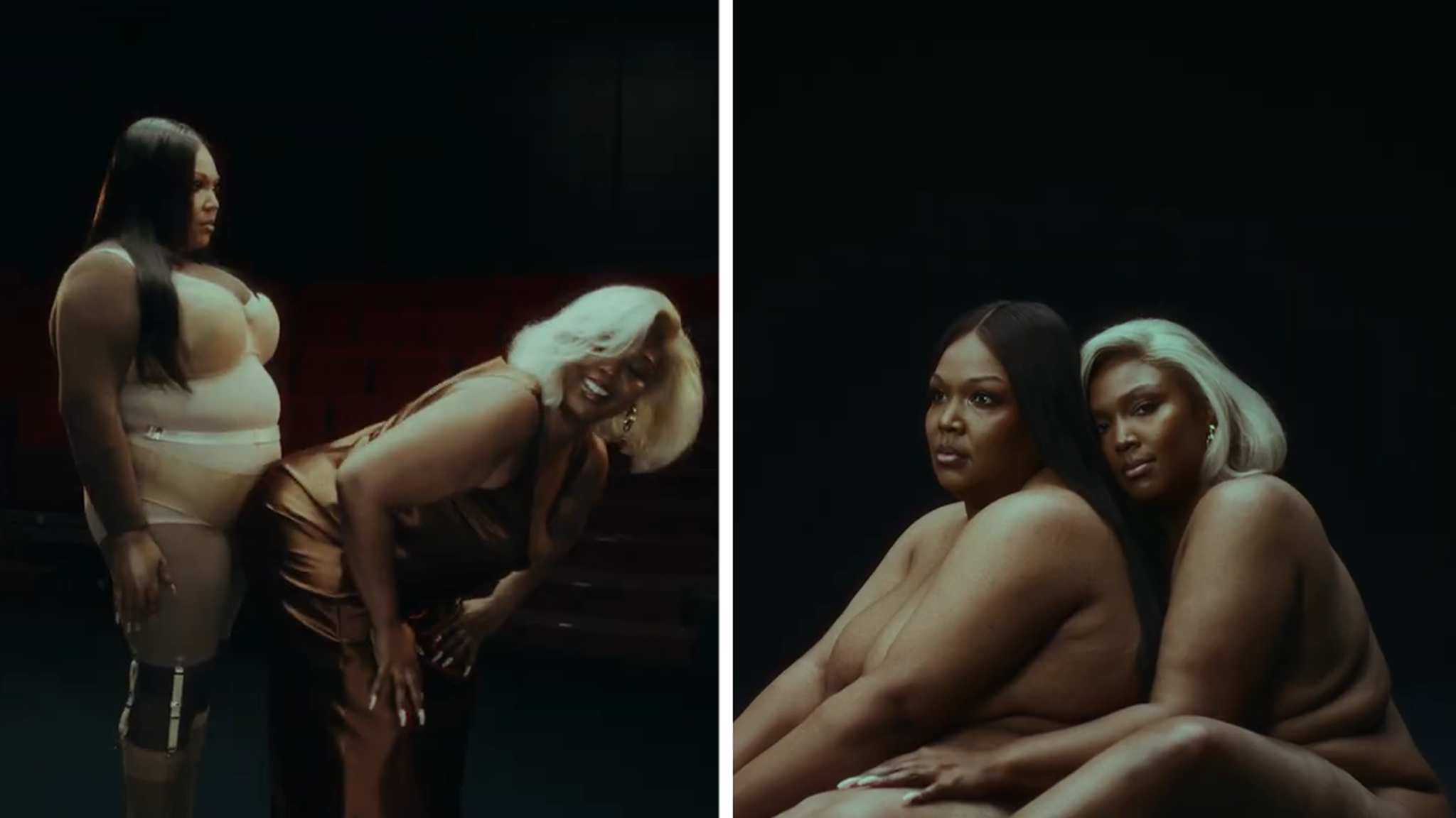 Lizzo zieht sich aus und trifft ihr früheres Ich im Musikvideo „Don’t Make Me Love U“.
