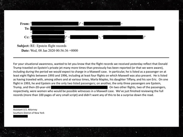 Donald Trump fez 'pelo menos 8' voos no jato de Epstein, afirma o DOJ Email