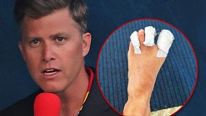 NBC's Colin Jost Shows Off Wrapped Toes After Injury During Olympic Coverage