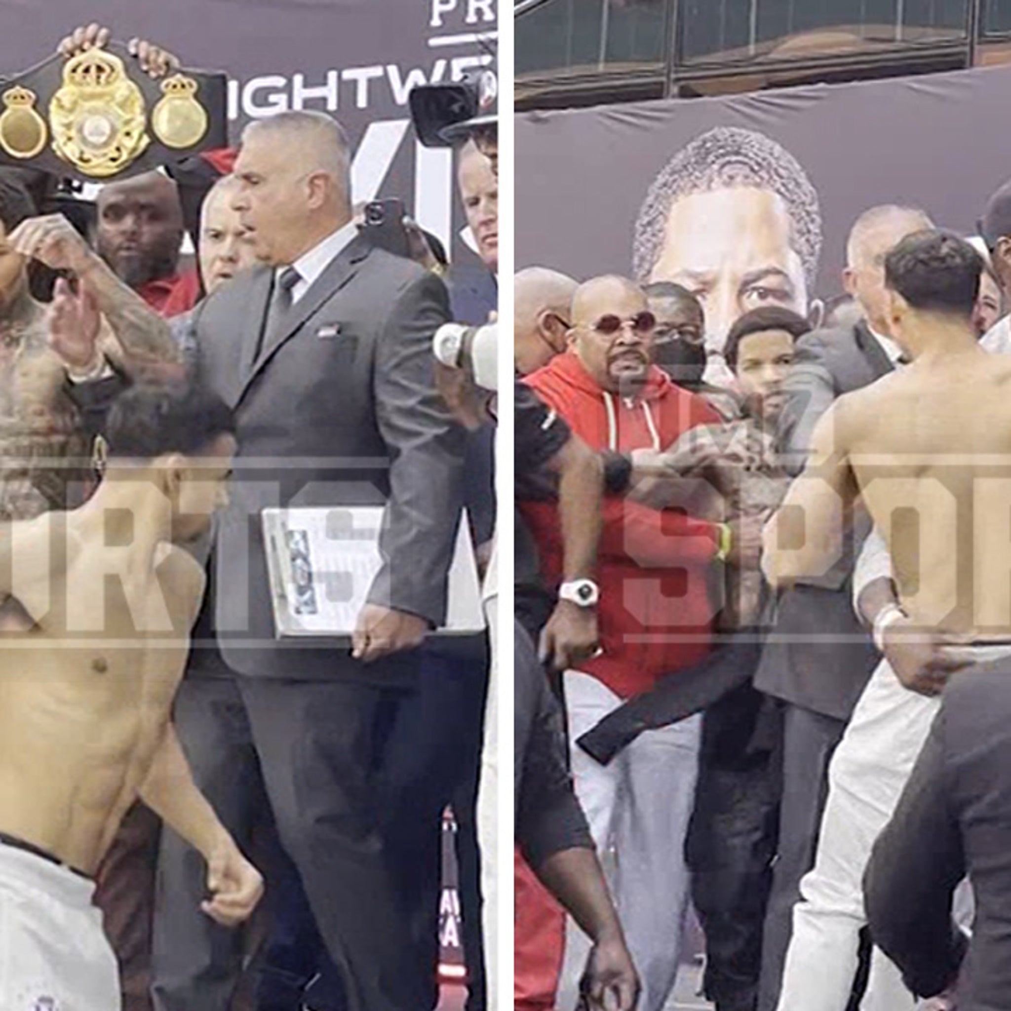 Tank Davis Pushes Rolly Romero Off Stage At Weigh In Brawl Nearly Erupts