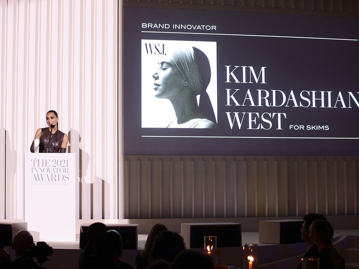 Kim Kardashian Dons Brown Leather Dress at WSJ Innovator Awards in NYC