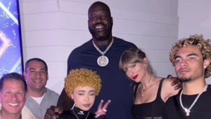 Shaquille O'Neal Meets Taylor Swift At Super Bowl, Shoots Shot With Ice Spice
