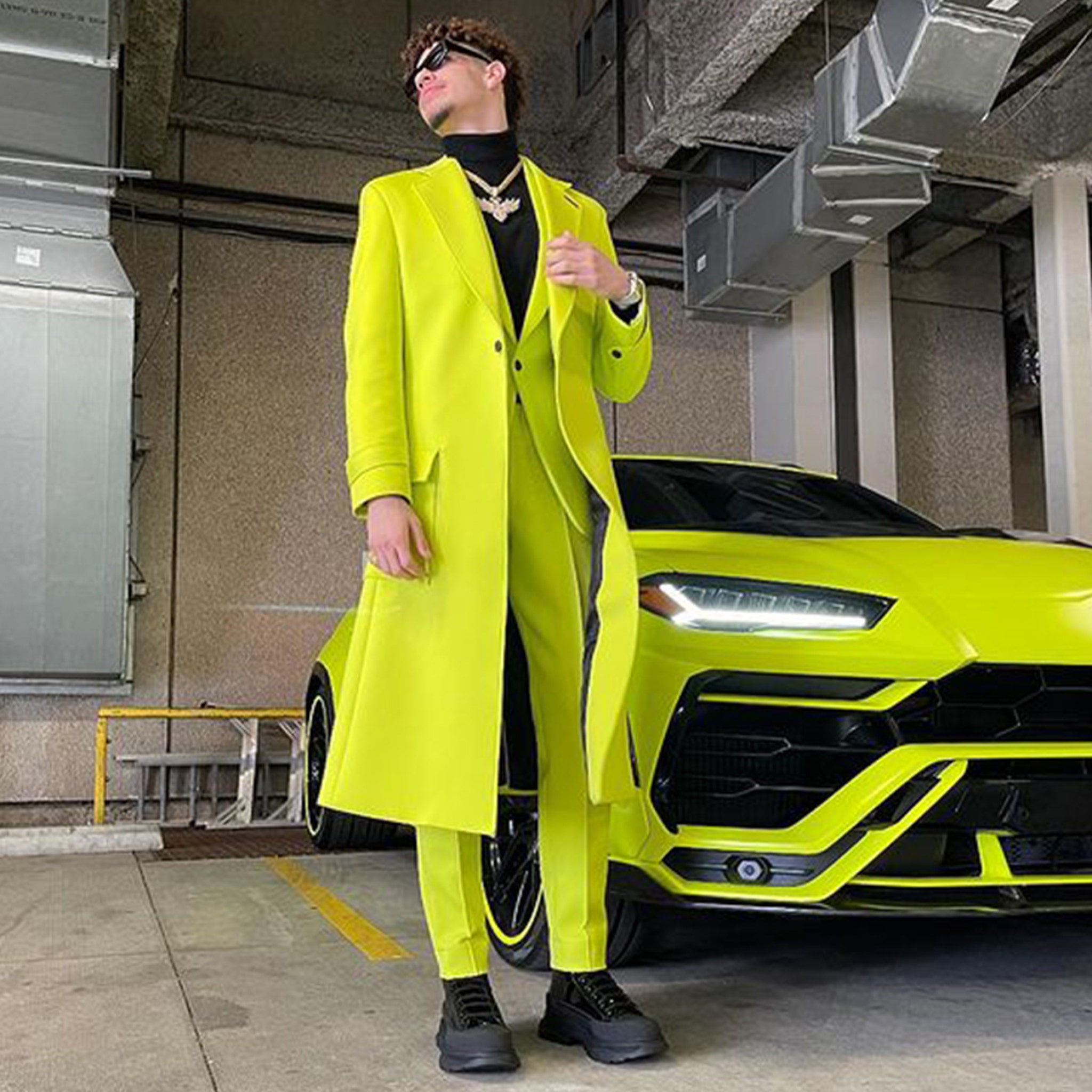 LaMelo Ball Matches Neon Suit With Lambo After Big Game