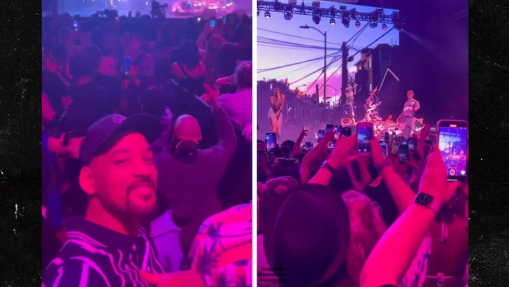 Will Smith cheers on Willow and Jaden from the crowd at Coachella 2023