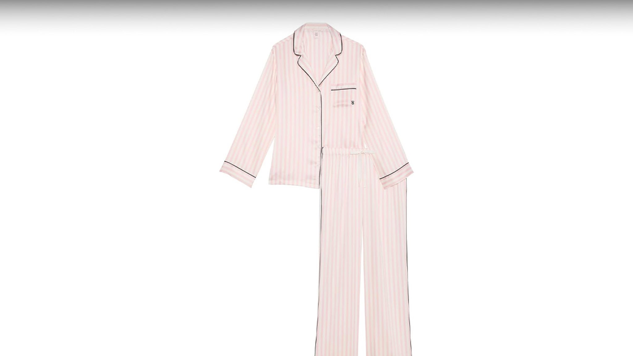 Pigiama Victoria's Secret Fashion Show 2025 - Satin Rosa A Righe Con Ali Di Angelo In Strass - Taglia XL