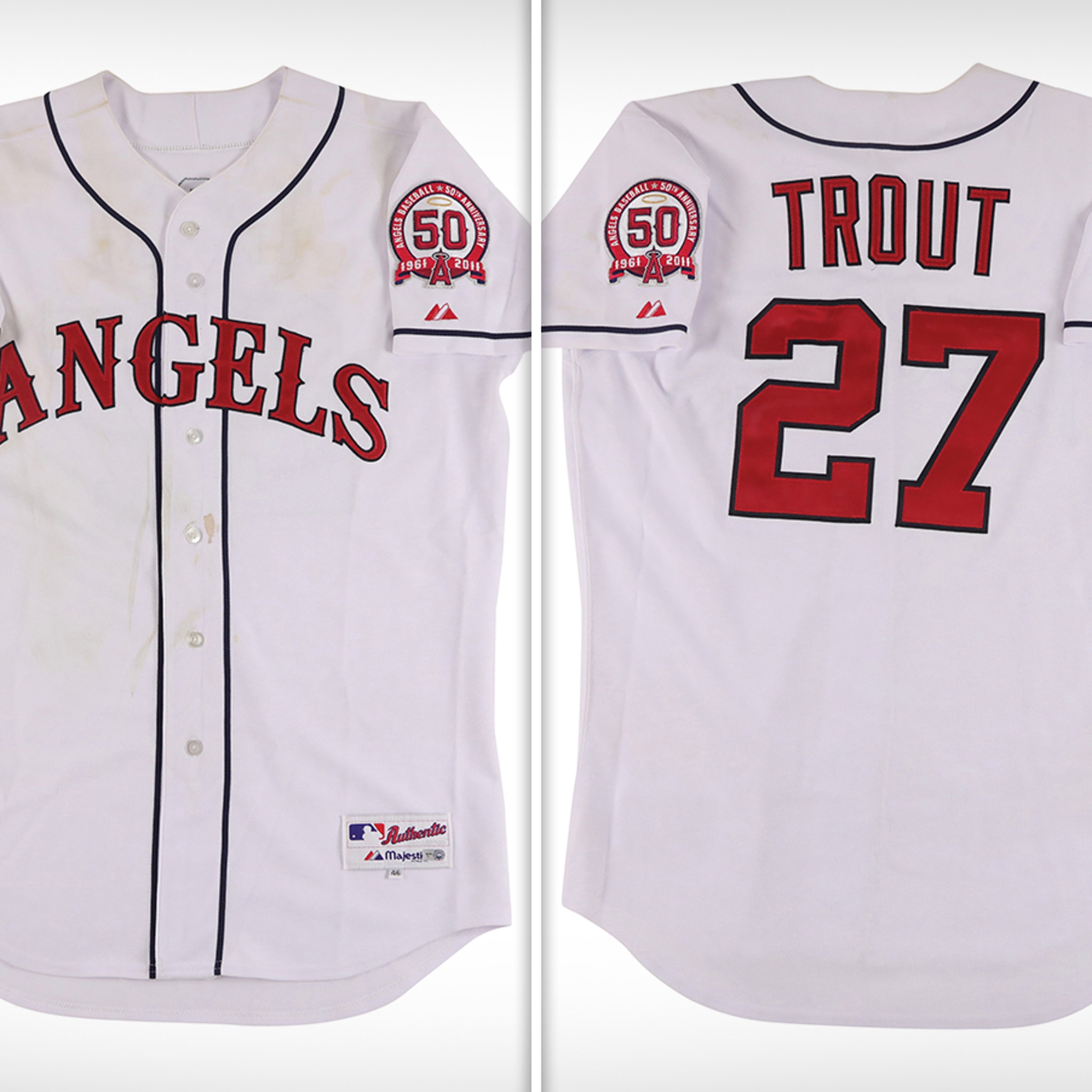 trout game used jersey