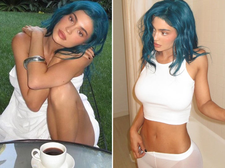 Kylie Jenner Goes Back To Her Roots As A Blue-Haired Babe!