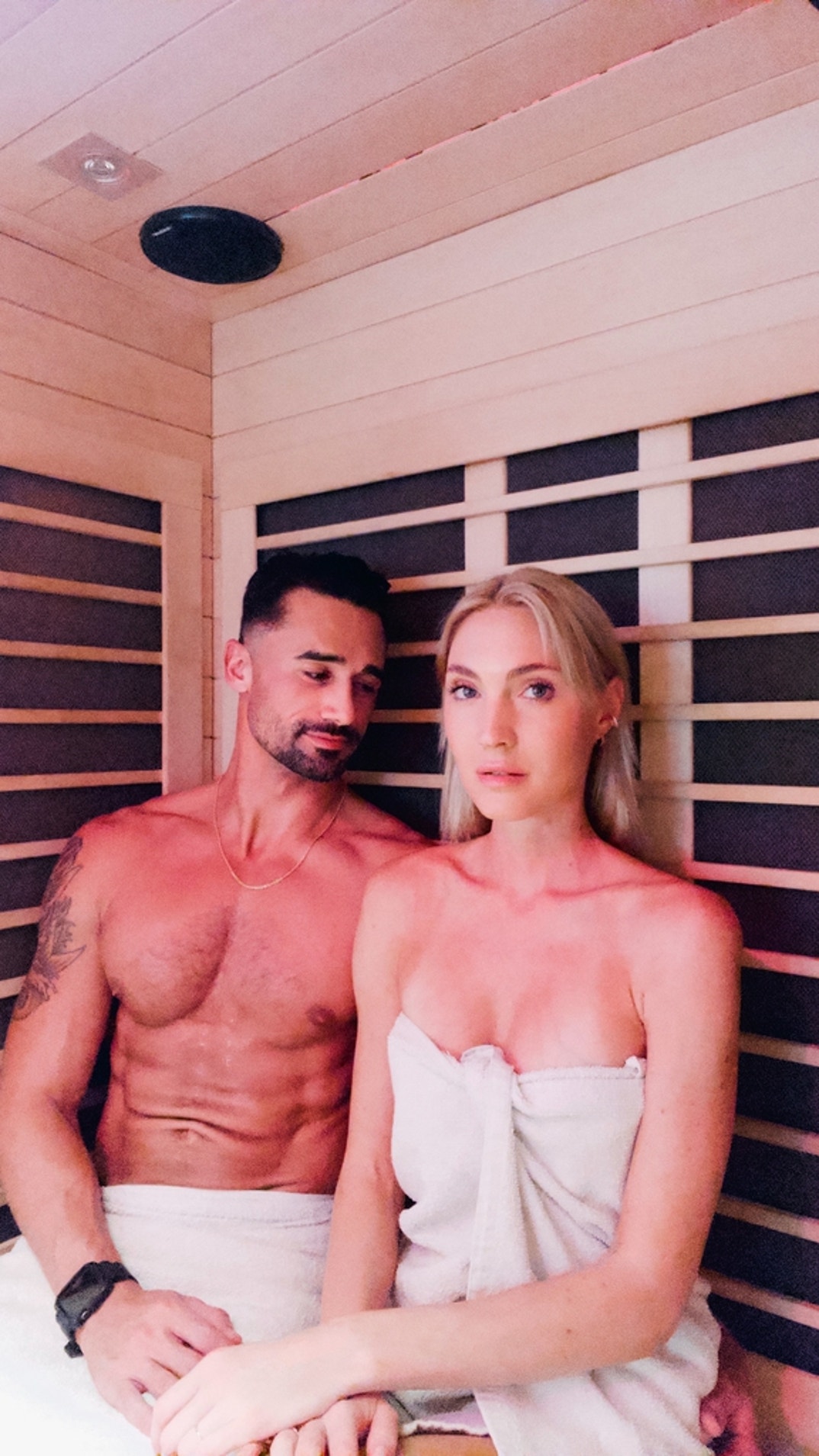 Monica Nordlin and Ross Blakeman livin' it up at LIV Sauna Cold Plunge in West Hollywood