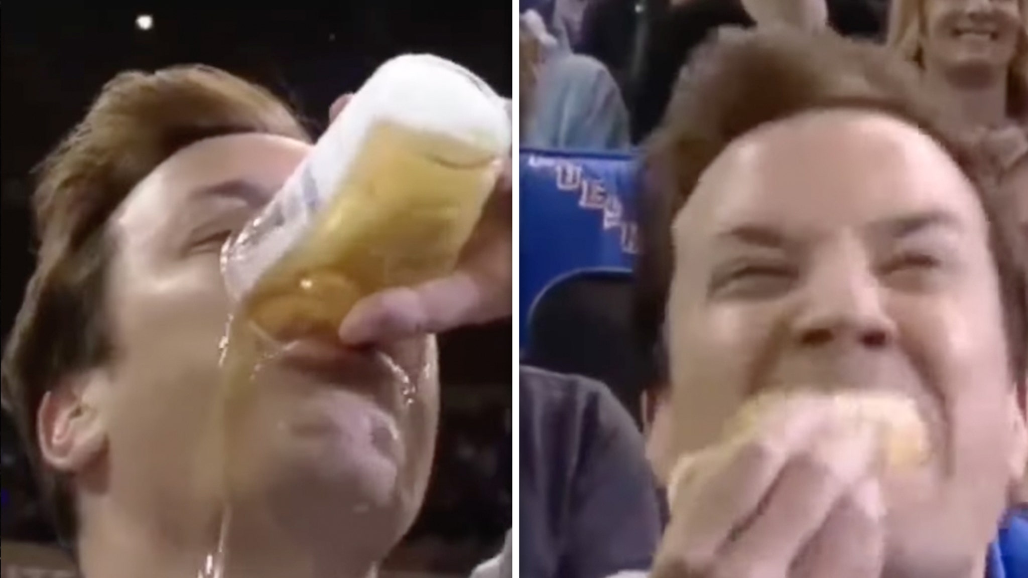 Jimmy Fallon Devours Hot Dog After Dipping In Beer At Rangers Game thumbnail
