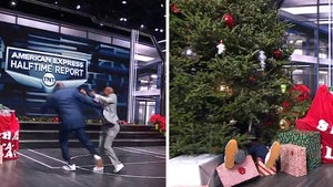 Kenny Smith Launches Shaq Into Giant Christmas Tree On 'NBA On TNT' Set