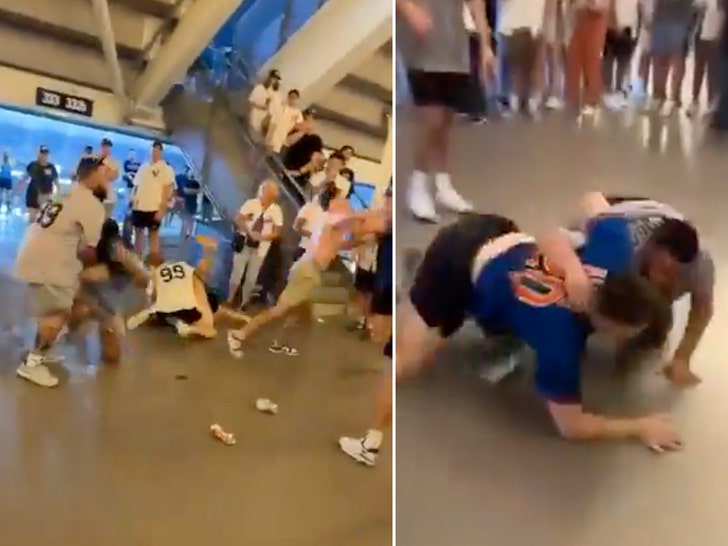 Yankees and Mets fans get into a wild brawl after the Mets swept the series against the Yankees