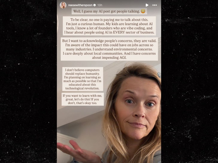 Actress Reese Witherspoon responds to backlash over post supporting A.I. use