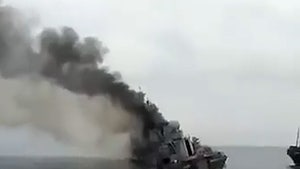 Russian Warship Seen Sinking After Ukrainian Missile Strike