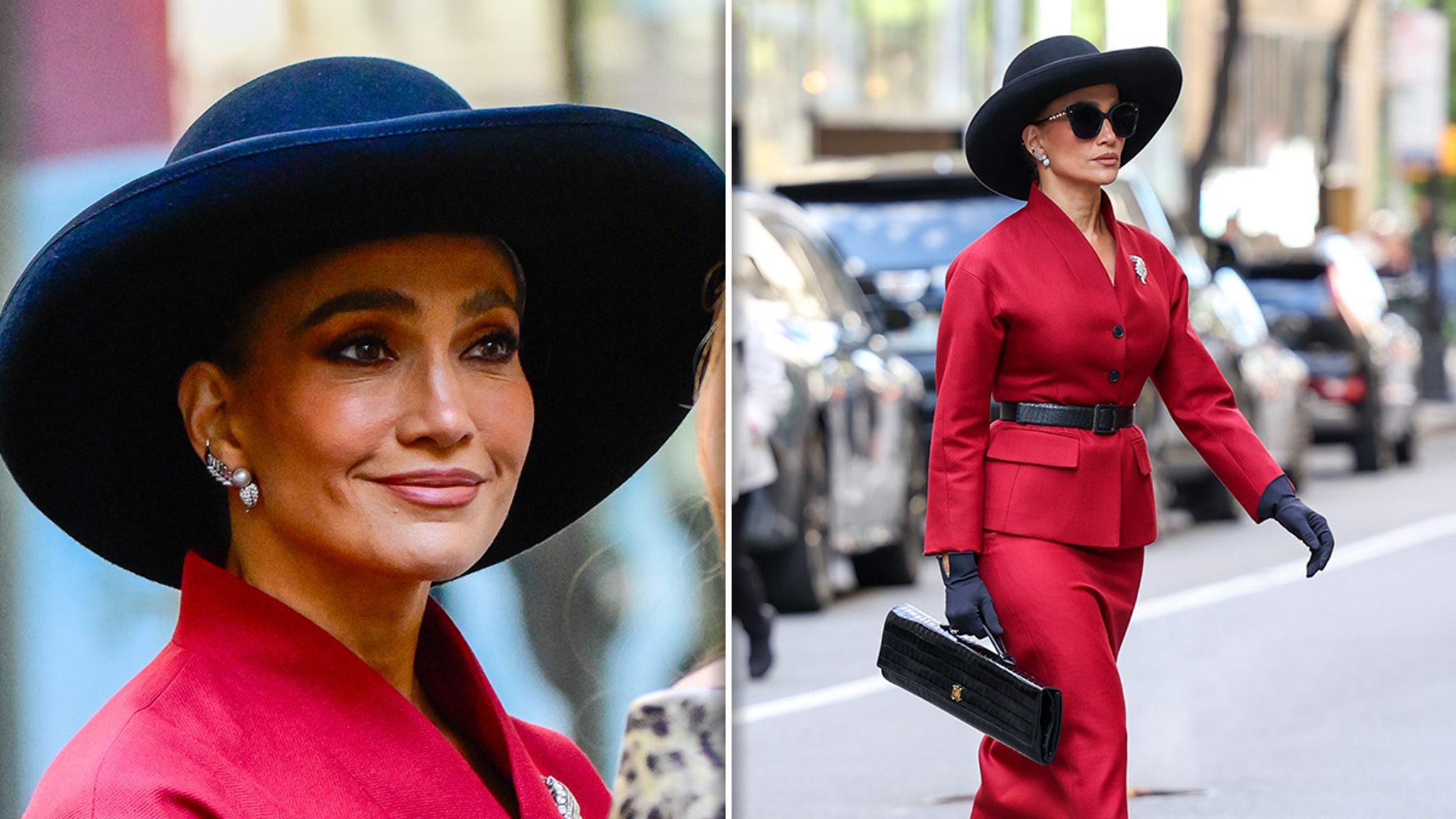 Jennifer Lopez Sizzles in All-Red Look on NYC Set of New Thriller