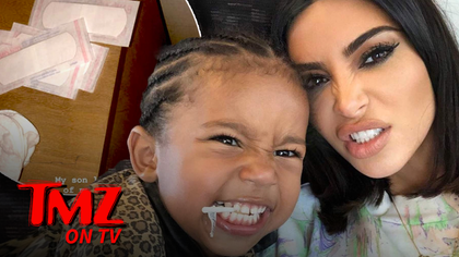 Saint's got a good sense of humor ... or Kim's in need of some serious parenting advice. Who knows?!