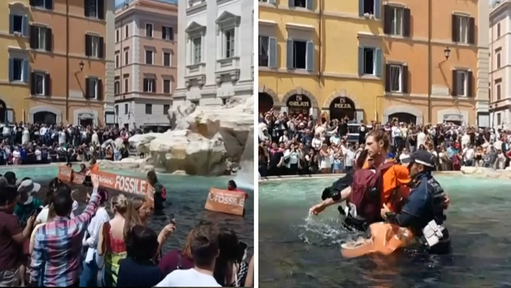 Rome's Trevi Fountain Dyed Black By Climate Activists, Wild Video Shows