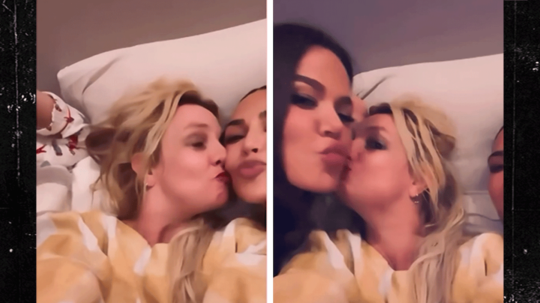 Britney Spears Posts Cozy Bed Moment with Kim and Khloé Kardashian Britney Spears Posts Cozy Bed Moment with Kim and Khloé Kardashian