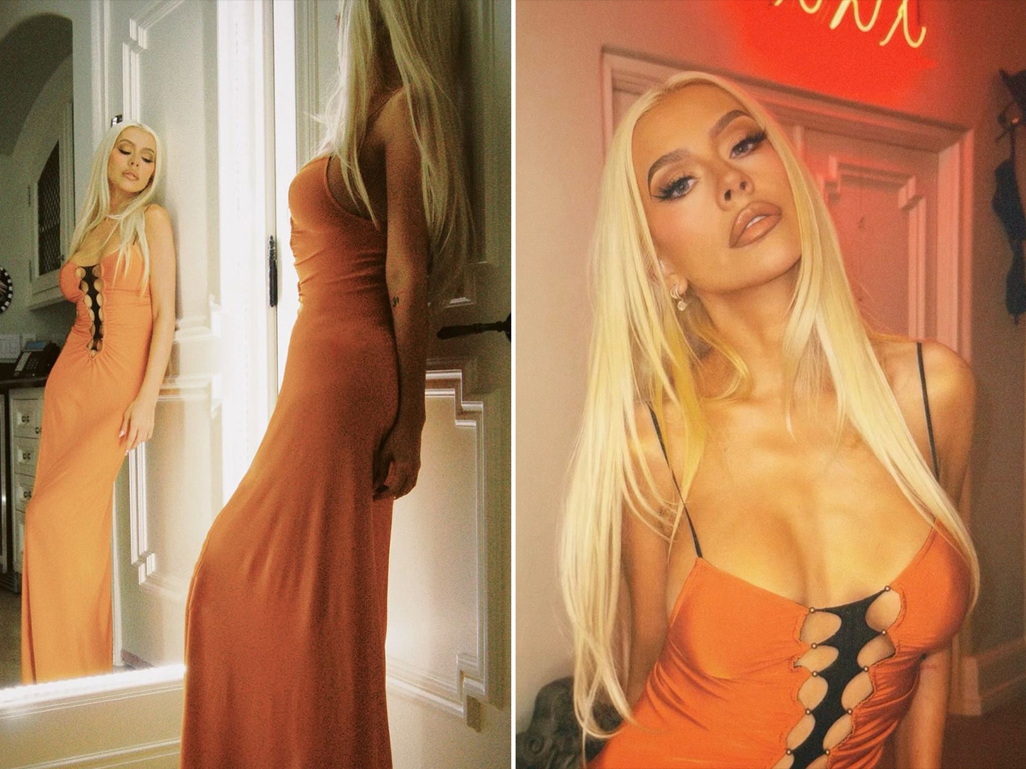 christina aguilera orange dress Orange Dress The Voice Us GIF - Orange Dress The Voice Us Xtina