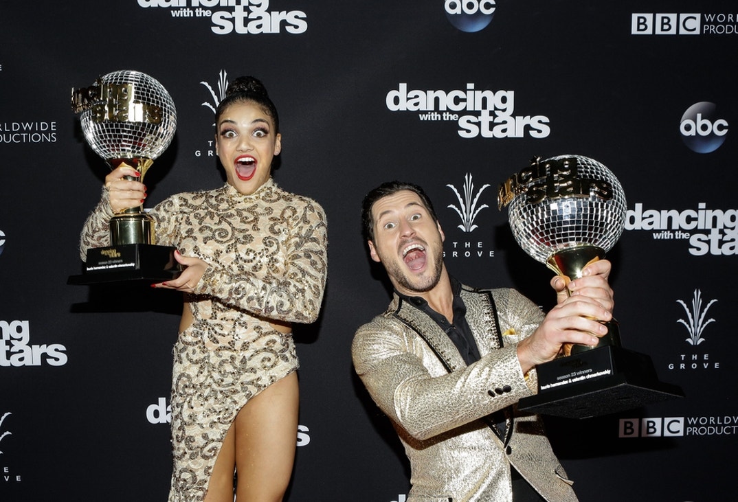 Dancer Valentin Chmerkovskiy and gymnast Laurie Hernandez attend the 