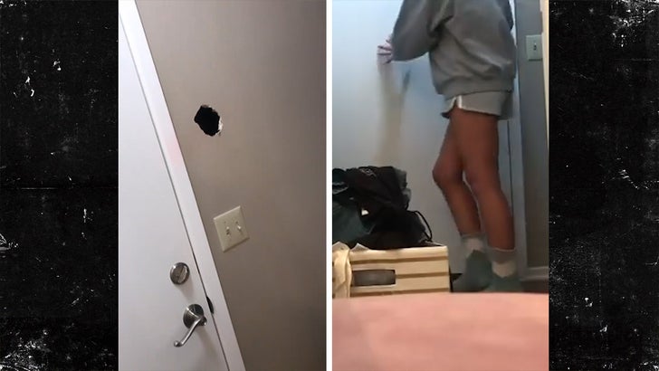 Mishler, who is a YouTuber, posted video Sunday night to her IG ... showing the hole she claims her BF punched in her wall.