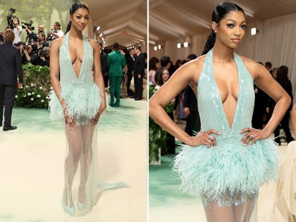 Angel Reese In A Mint Colored Dress At The Met Gala