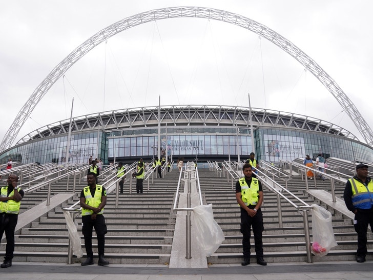 Security And Police Outside Wembley Stadium For Taylor Swift Concert