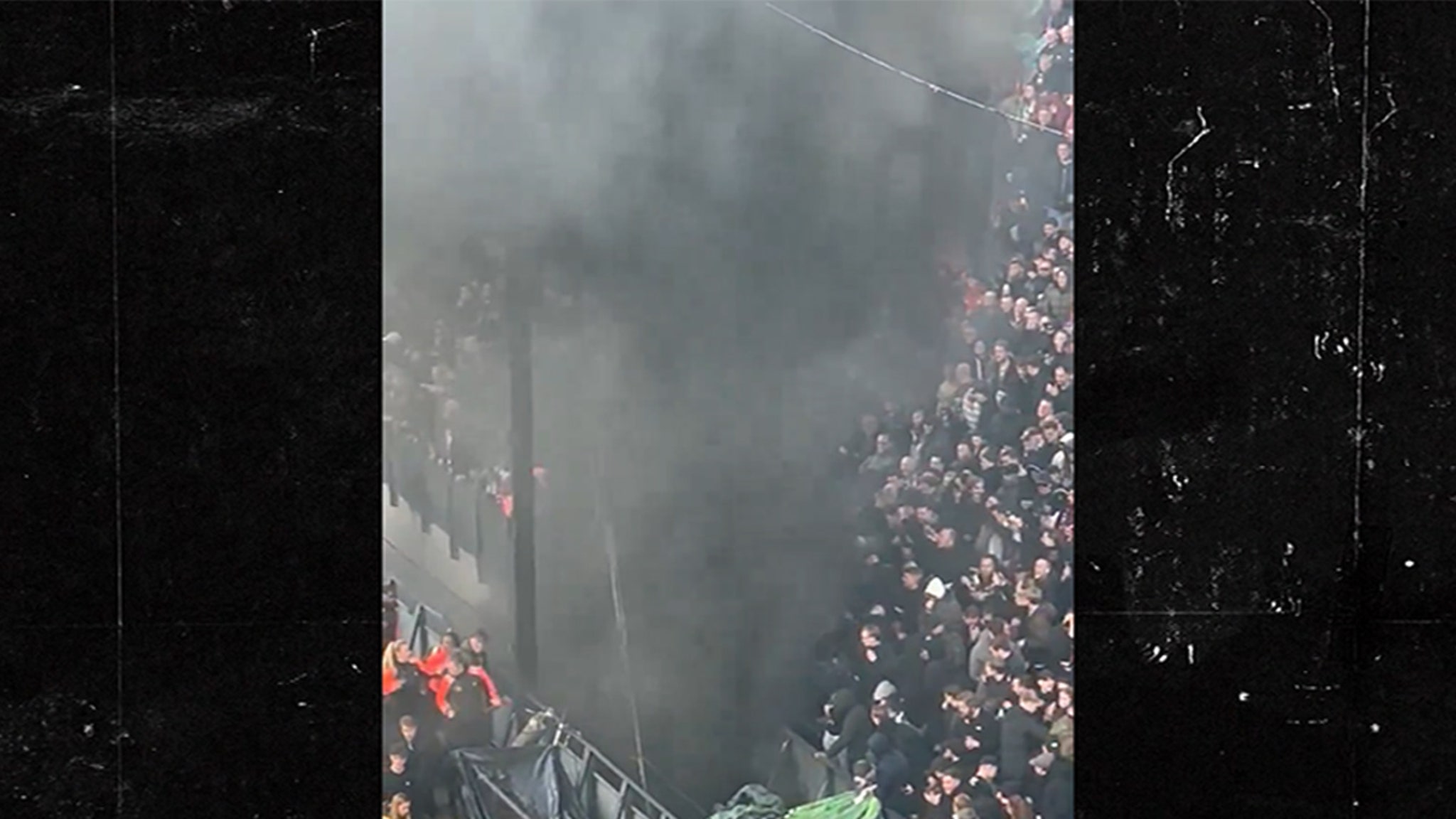 Fire breaks out behind goal during Dutch soccer match final