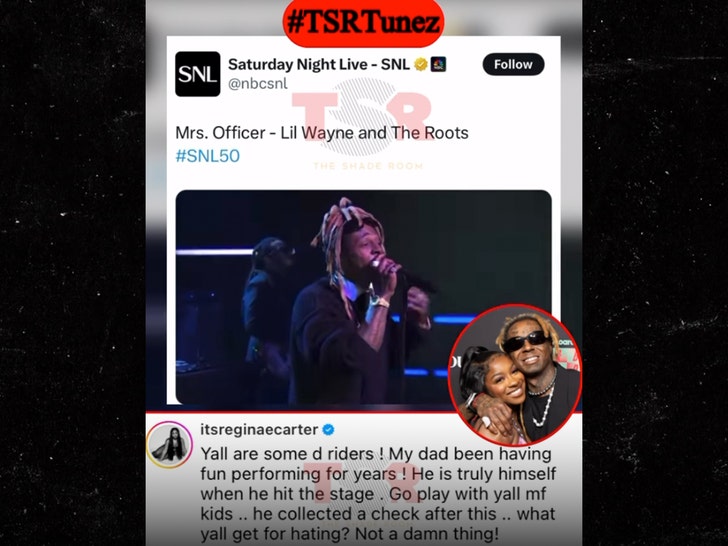 Lil Wayne Daughter Reginae Carter membentak di 'SNL 50' Performance Haters