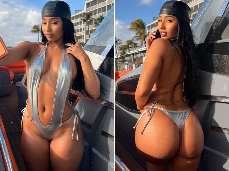 Ruby Rose fica deslumbrante em trajes de banho prateados