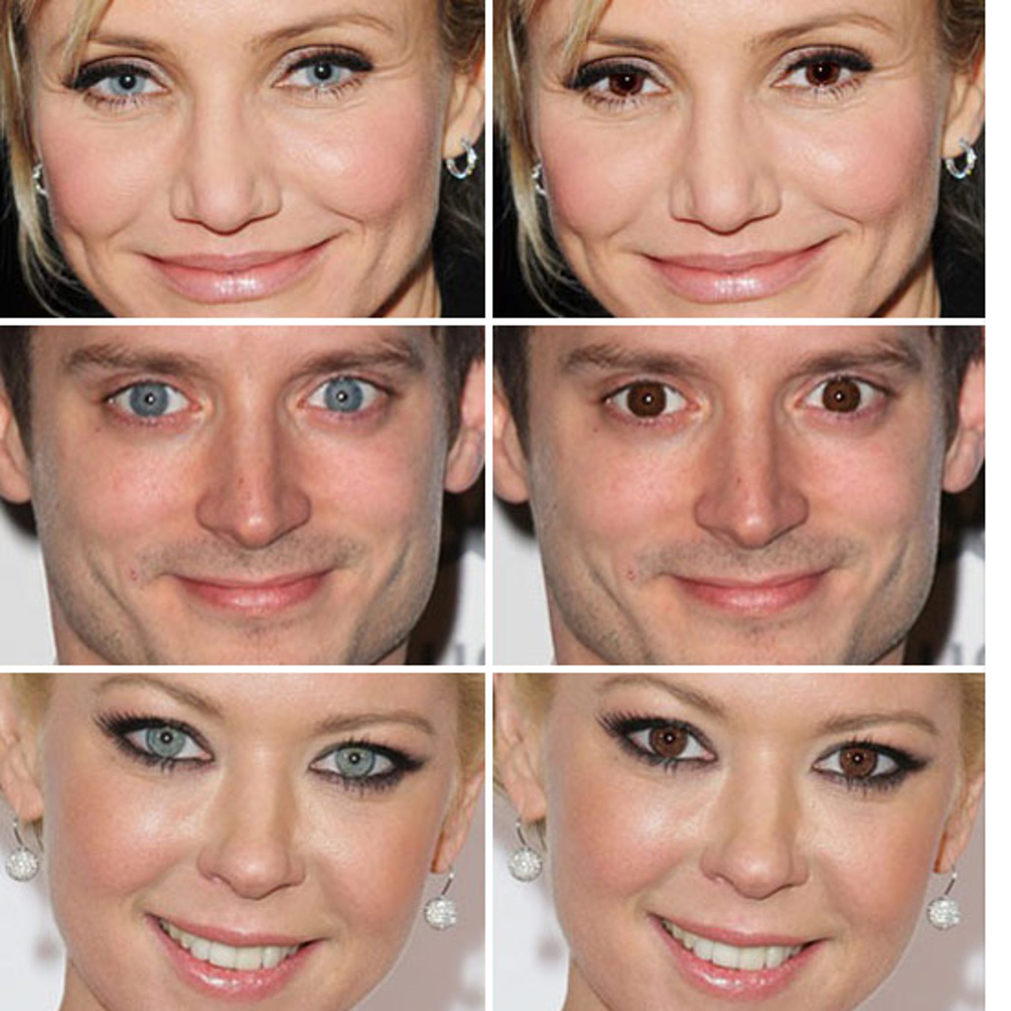 Brown eyed celebs with blue eyes
