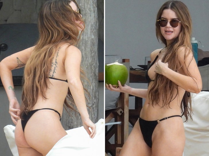 Maren Morris Shows Slim Physique In Mexico While Sippin' Coconut