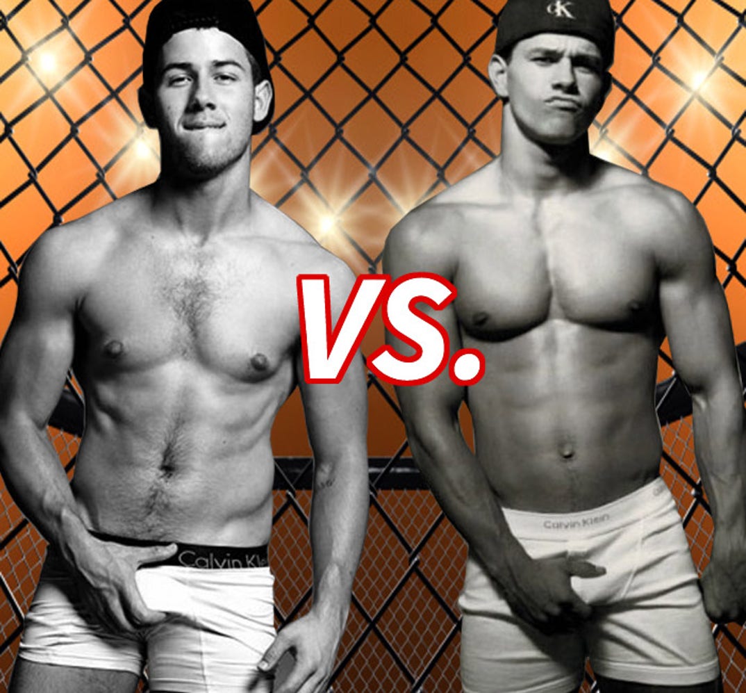 Battle of the briefs... Nick Jona (22) vs. Mark Whalberg (In his Marky Mark days) to decide who's got your support.